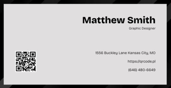 business card with micro qr code and short url